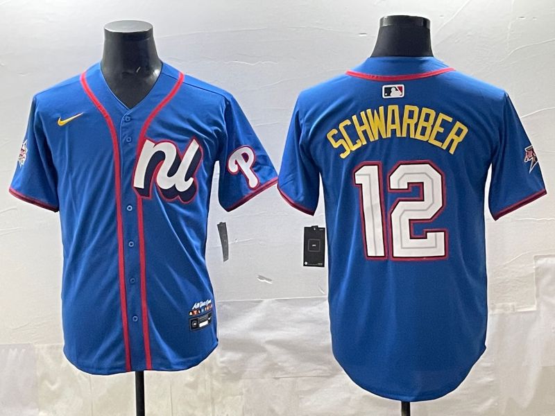 Men 2025 Philadelphia Phillies #12 Schwarber Blue All star Nike MLB Jersey style 01->philadelphia phillies->MLB Jersey